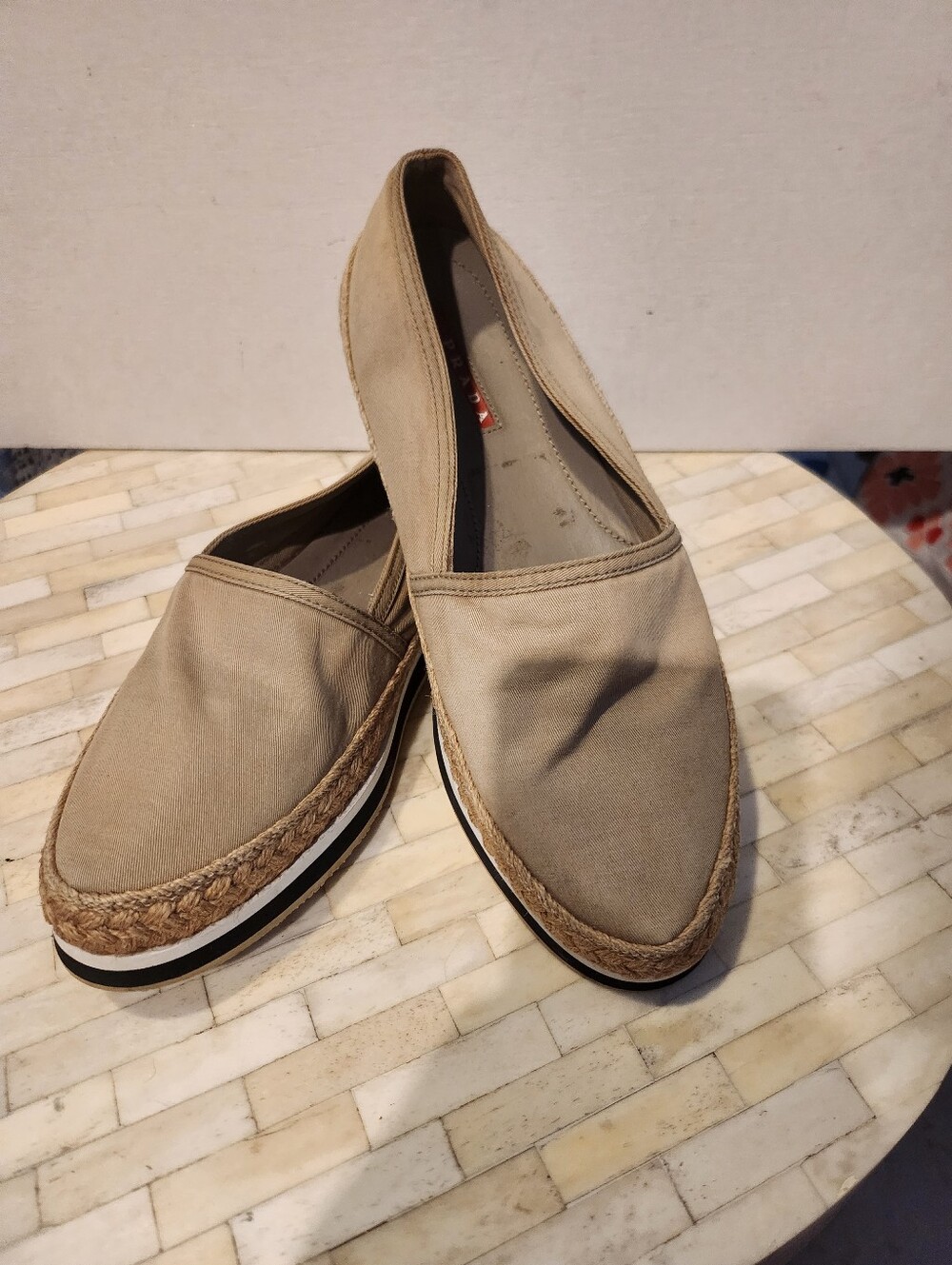 Prada Sport canvas slip-on espadrille loafers size 38